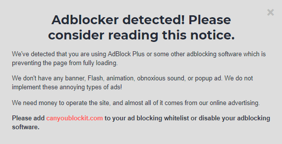 Ad Blocker Usage Notice